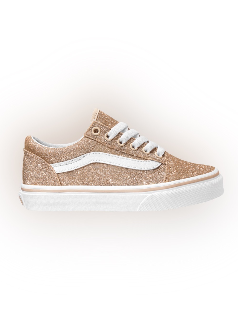 Vans Kids Glitter Low-Top Sneakers in Gold with White Stripe